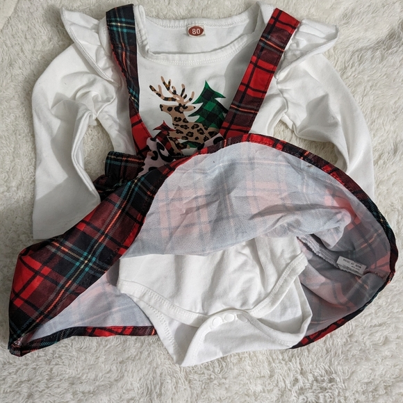 Baby Girl First Christmas Outfit Set. 0-3 months. Red plaid. NWOT - Picture 6 of 9